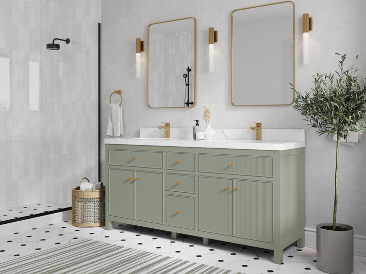 Sonoma 72 in W x 22 in D Free Standing Reeded Double Sink Bathroom Vanity - photo 2