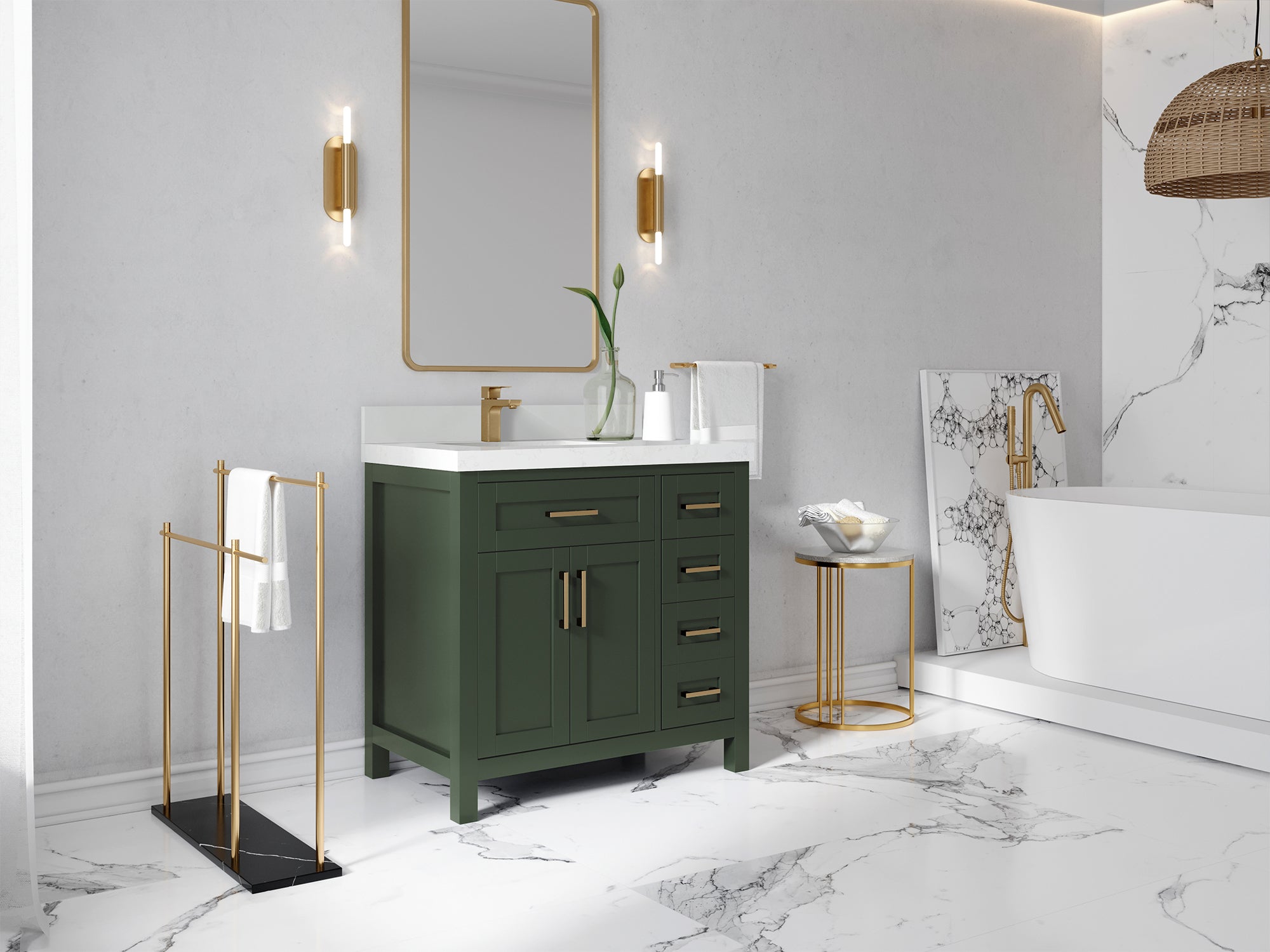 Cambridge 36 in. W x 22 in. D Left Offset Sink Bathroom Vanity