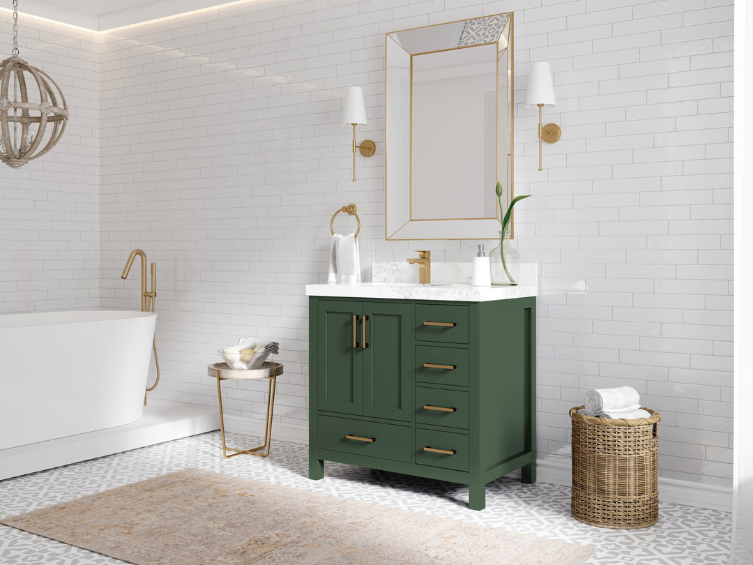 Malibu 36 in. W x 22 in. D Left Offset Sink Bathroom Vanity
