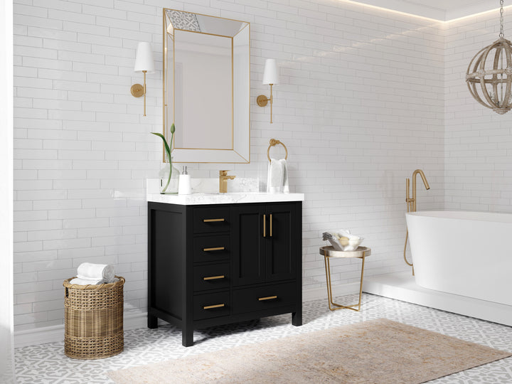 Malibu 36 in. W x 22 in. D Right Offset Sink Bathroom Vanity - photo 2