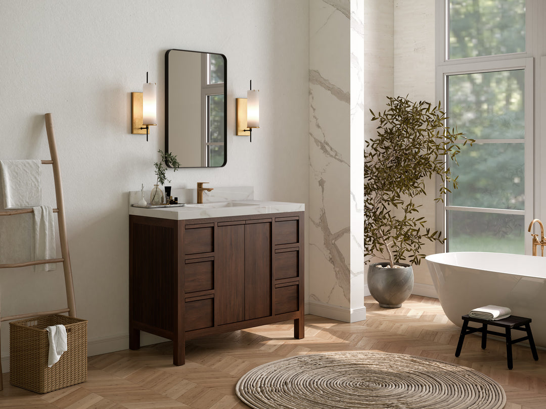 Elizabeth Teak 42 in. W x 22 in. D Single Sink Bathroom Vanity in Dark Walnut with Countertop - Side View