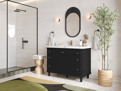 Miami 48 in. W x 22 in. D Single Sink Bathroom Vanity in Black with Countertop - Side View