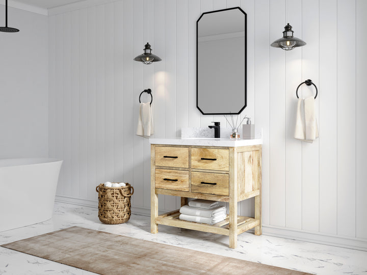 Parker Mango Wood 36 in. W x 22 in. D Center Sink Bathroom Vanity - photo 2