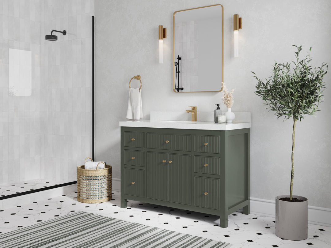 Sonoma 48 in. W x 22 in. D Single Sink Bathroom Vanity in Pewter Green with countertop - Side View