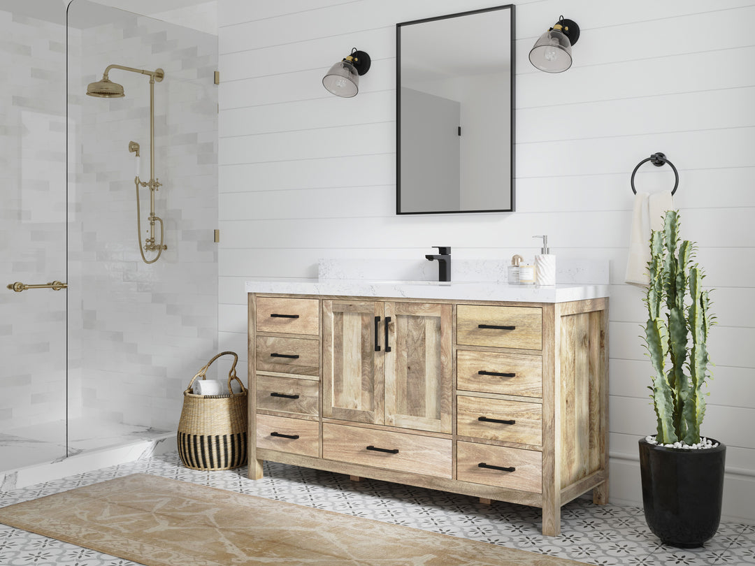 Malibu Mango Wood 60 in. W x 22 in. D Single Sink Bathroom Vanity