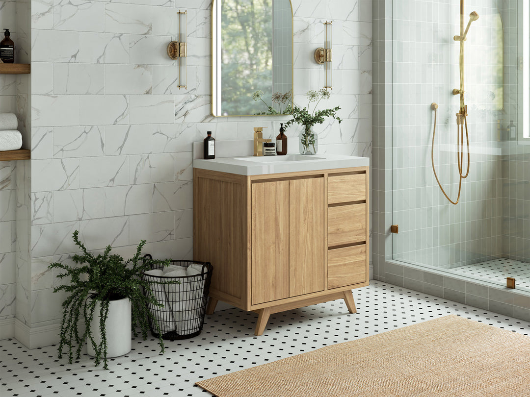 Madison Teak Wood 36 in. W x 22 in. D Center Sink Bathroom Vanity