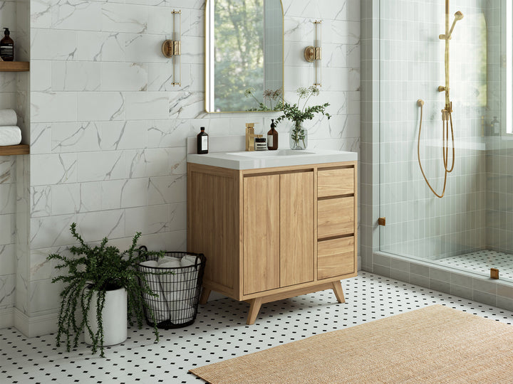 Madison Teak Wood 36 in. W x 22 in. D Center Sink Bathroom Vanity - photo 2