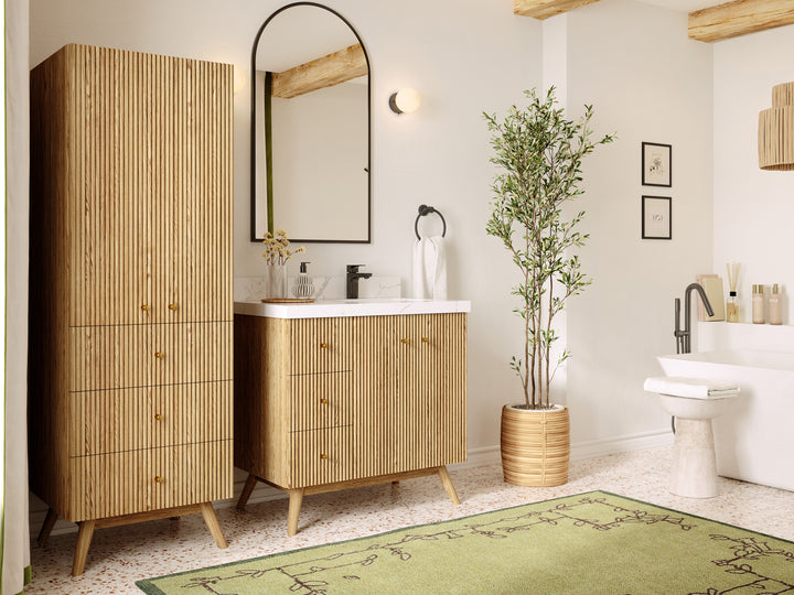 Pasadena White Oak 36 in. W x 22 in. D Right Offset Sink Bathroom Vanity - photo 2