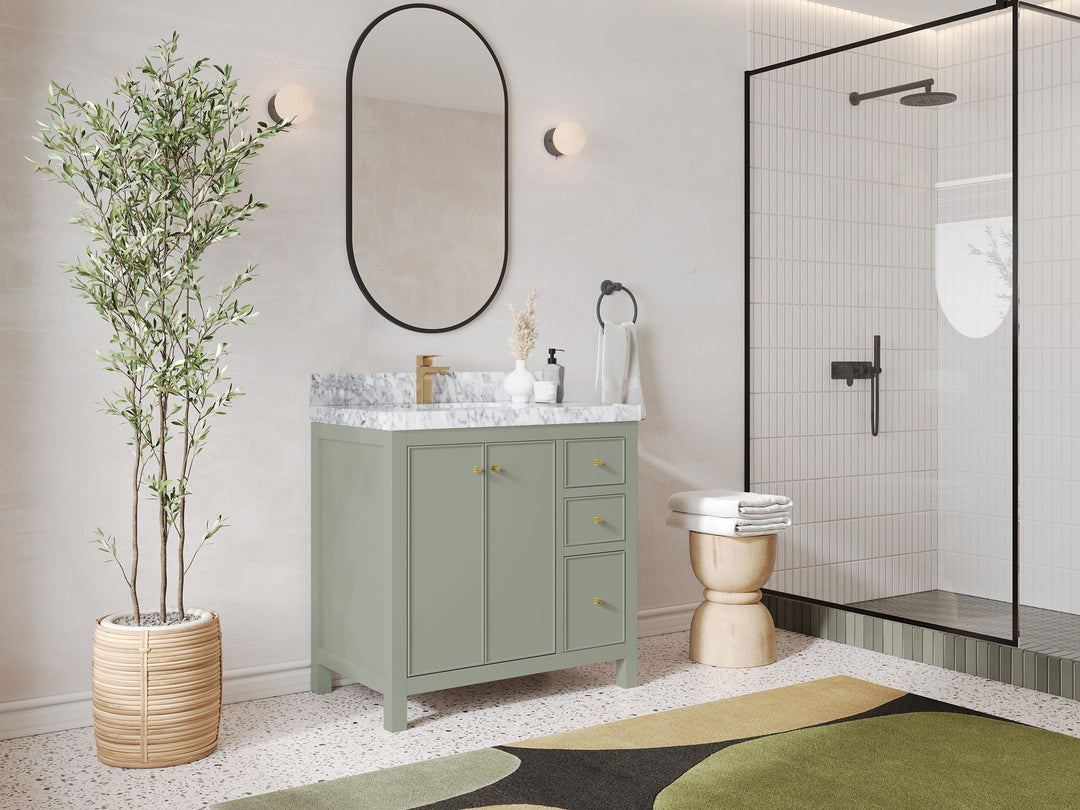 Chicago 36 in. W x 22 in. D Left Offset Sink Bathroom Vanity
