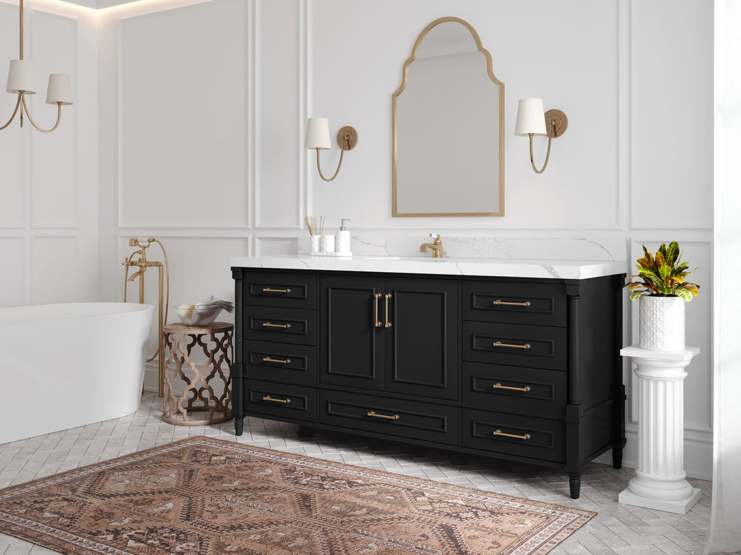 Aberdeen 72 in. W x 22 in. D Single Sink Bathroom Vanity in Pewter Green with countertop - Side View