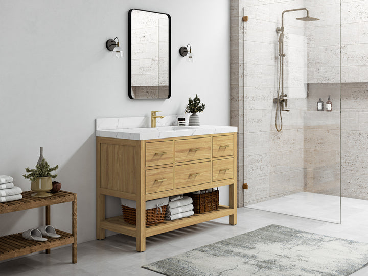 Parker Teak Wood 48 in. W x 22 in. D Single Sink Bathroom Vanity - photo 2