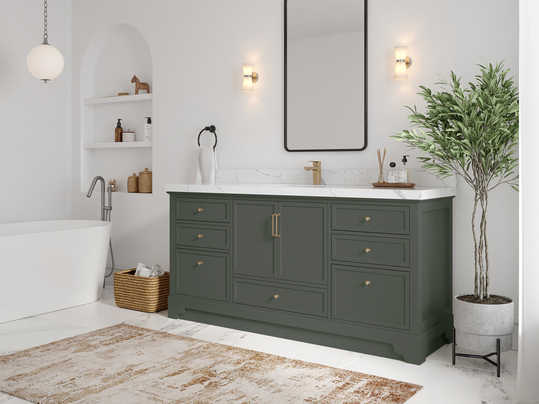 Alys 72 in. W x 22 in. D Single Sink Bathroom Vanity in Pewter Green with countertop - Side View