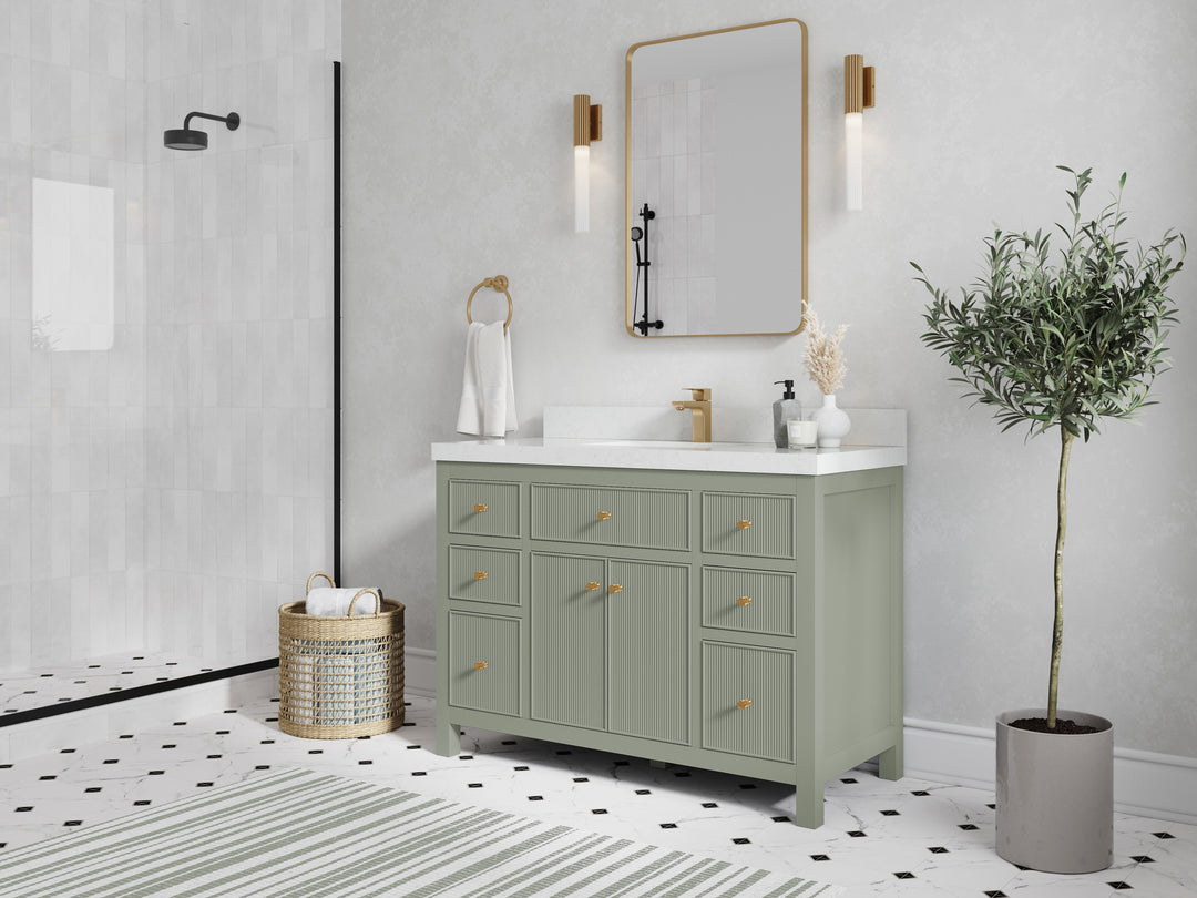 Sonoma 48 in. W x 22 in. D Single Sink Bathroom Vanity in Evergreen with countertop - Side View
