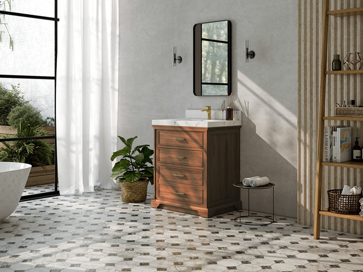 Charlotte 30 in. W x 22 in. D Single Sink Bathroom Teak Wood Vanity - photo 2