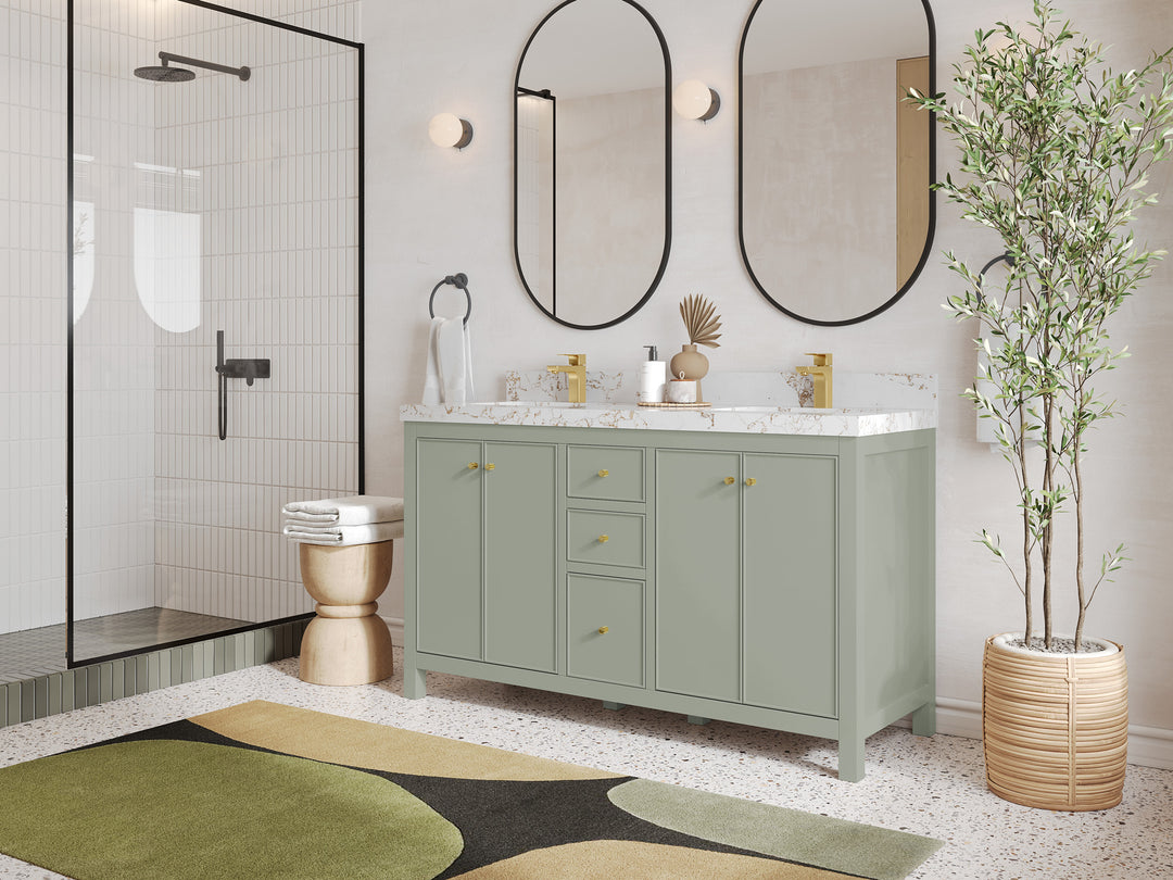 Chicago 60 in. W x 22 in. D Double Sink Bathroom Vanity