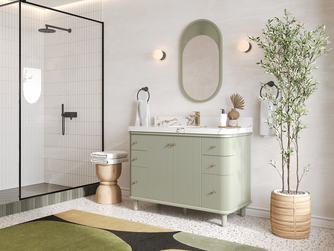 Miami 48 in. W x 22 in. D Single Sink Bathroom Vanity in Evergreen with Countertop - Side View