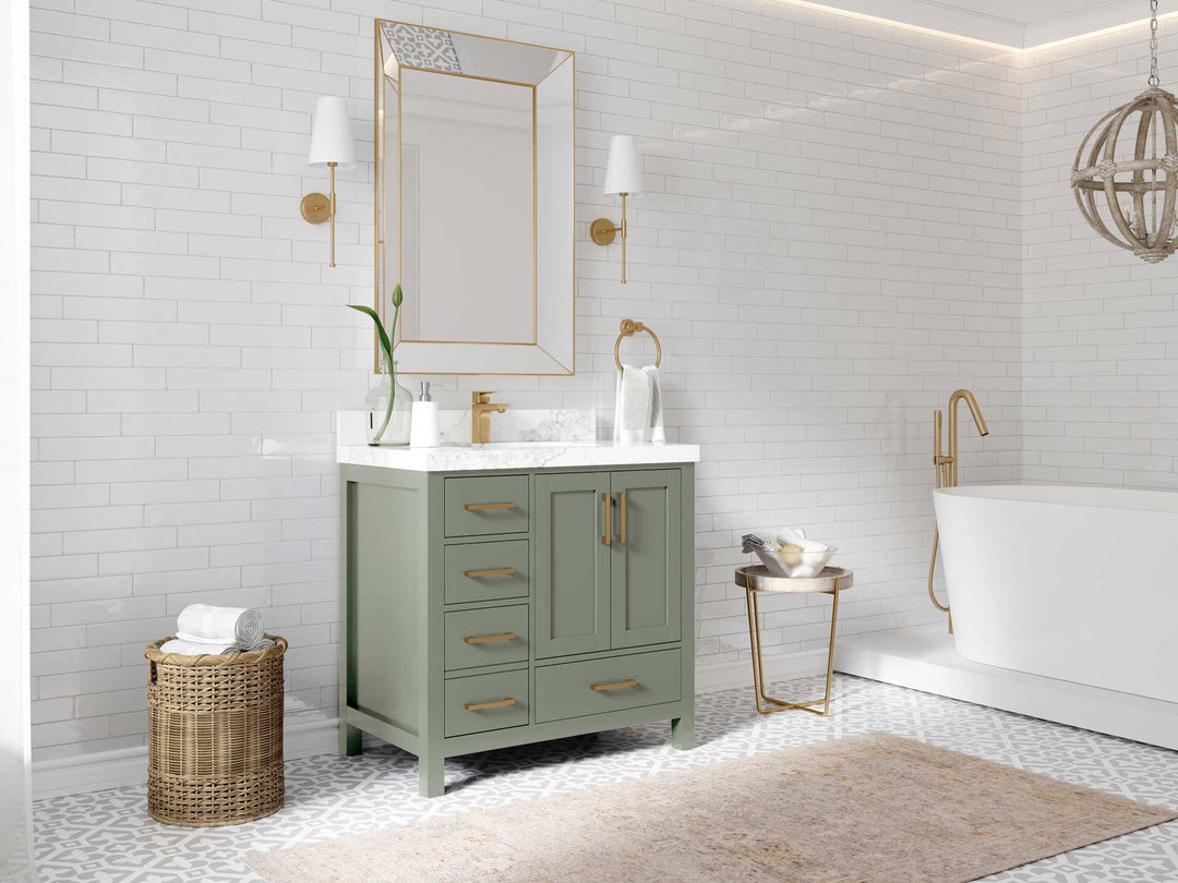 Malibu 36 in. W x 22 in. D Bathroom Vanity Center Sink 2