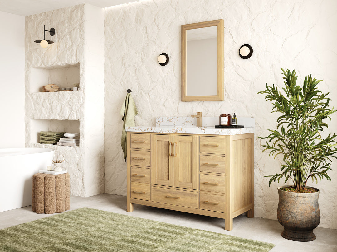 Malibu White Oak 48 in. W x 22 in. D Single Sink Bathroom Vanity