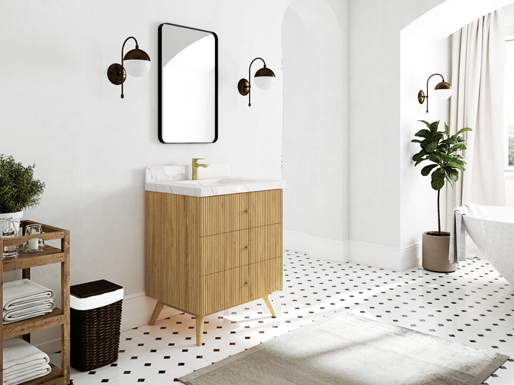 Pasadena Teak Wood 30 in. W x 22 in. D Single Sink Bathroom Vanity - photo 2