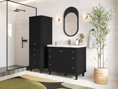 Miami 42 in. W x 22 in. D Single Sink Bathroom Vanity in Black with Countertop - Side View