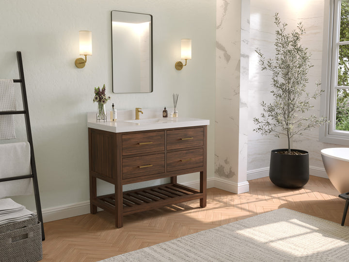 Parker Teak Wood 42 in. W x 22 in. D Single Sink Bathroom Vanity - photo 2