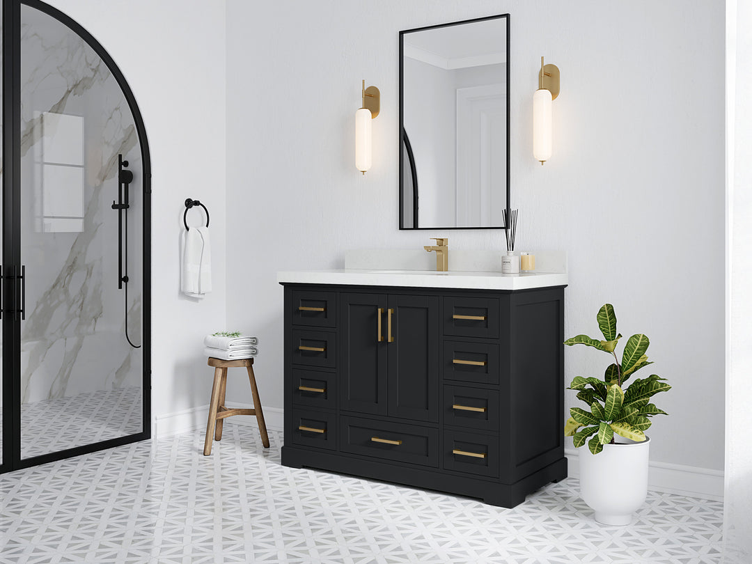 Boston 48 in. W x 22 in. D Single Sink Bathroom Vanity in Wrought Iron with Countertop - Side View