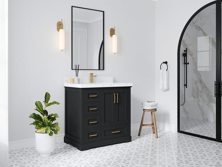 Boston 36" W x 22" D Center Sink Vanity for Modern Bathroom Spaces - photo 2