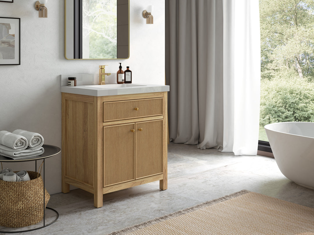 Sonoma Teak Wood 30 in. W x 22 in. D Single Sink Bathroom Vanity