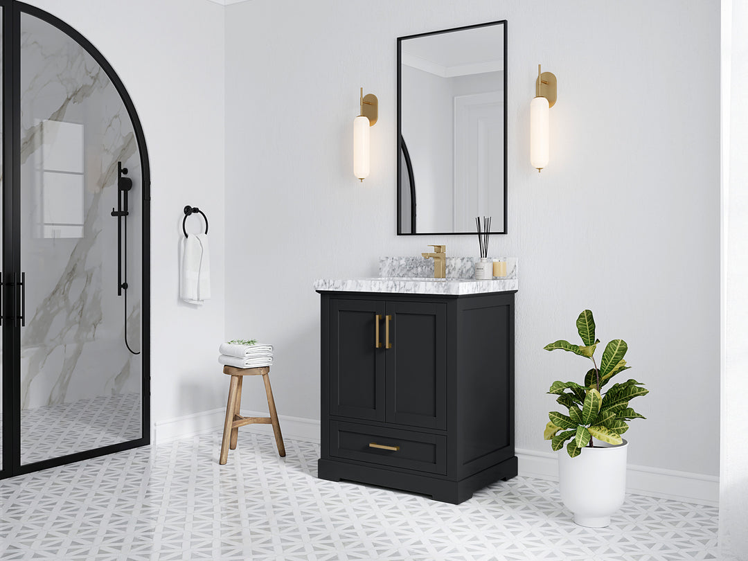 Boston 30 in. W x 22 in. D Single Sink Bathroom Vanity in Wrought Iron with Countertop - Side View