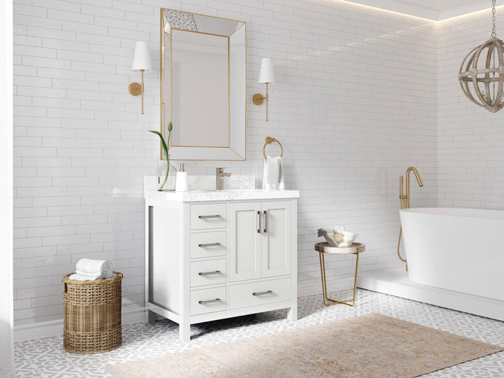 Malibu 36 in. W x 22 in. D Right Offset Sink Bathroom Vanity - photo 2