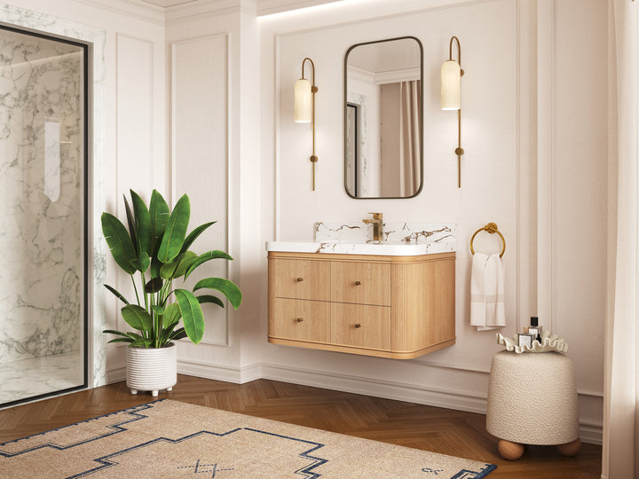Hampton Floating White Oak 36 in. W x 22 in. D Single Sink Bathroom Vanity - photo 2