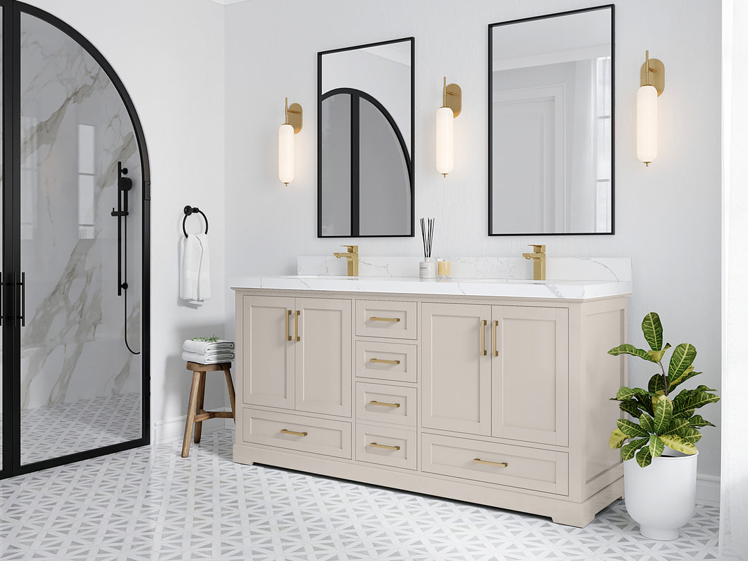 Boston 72 in. W x 22 in. D Double Sink Bathroom Vanity in Fine Grain with Countertop - Side View