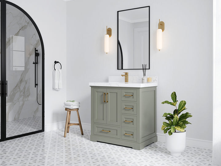 Boston 36 in. W x 22 in. D Left Offset Sink Bathroom Vanity - photo 2