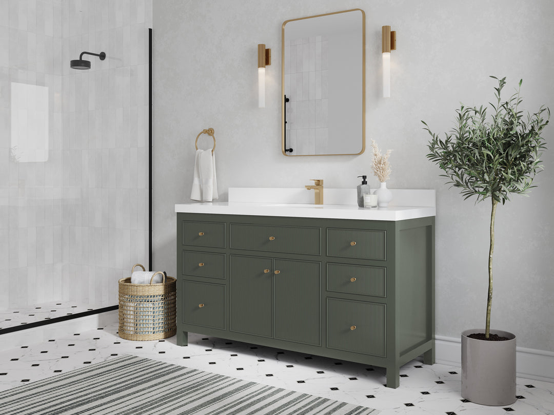 Sonoma 60 in W x 22 in D Free Standing Reeded Single Sink Bathroom Vanity