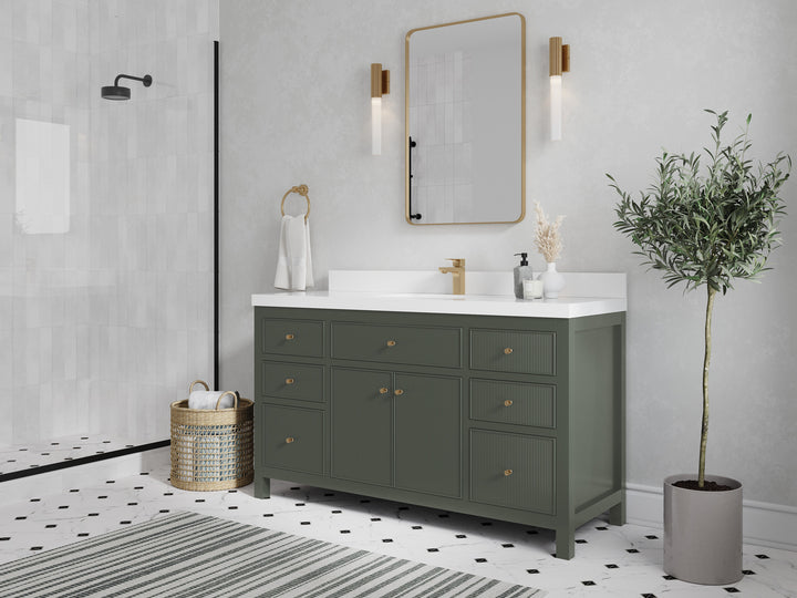 Sonoma 60 in W x 22 in D Free Standing Reeded Single Sink Bathroom Vanity - photo 2