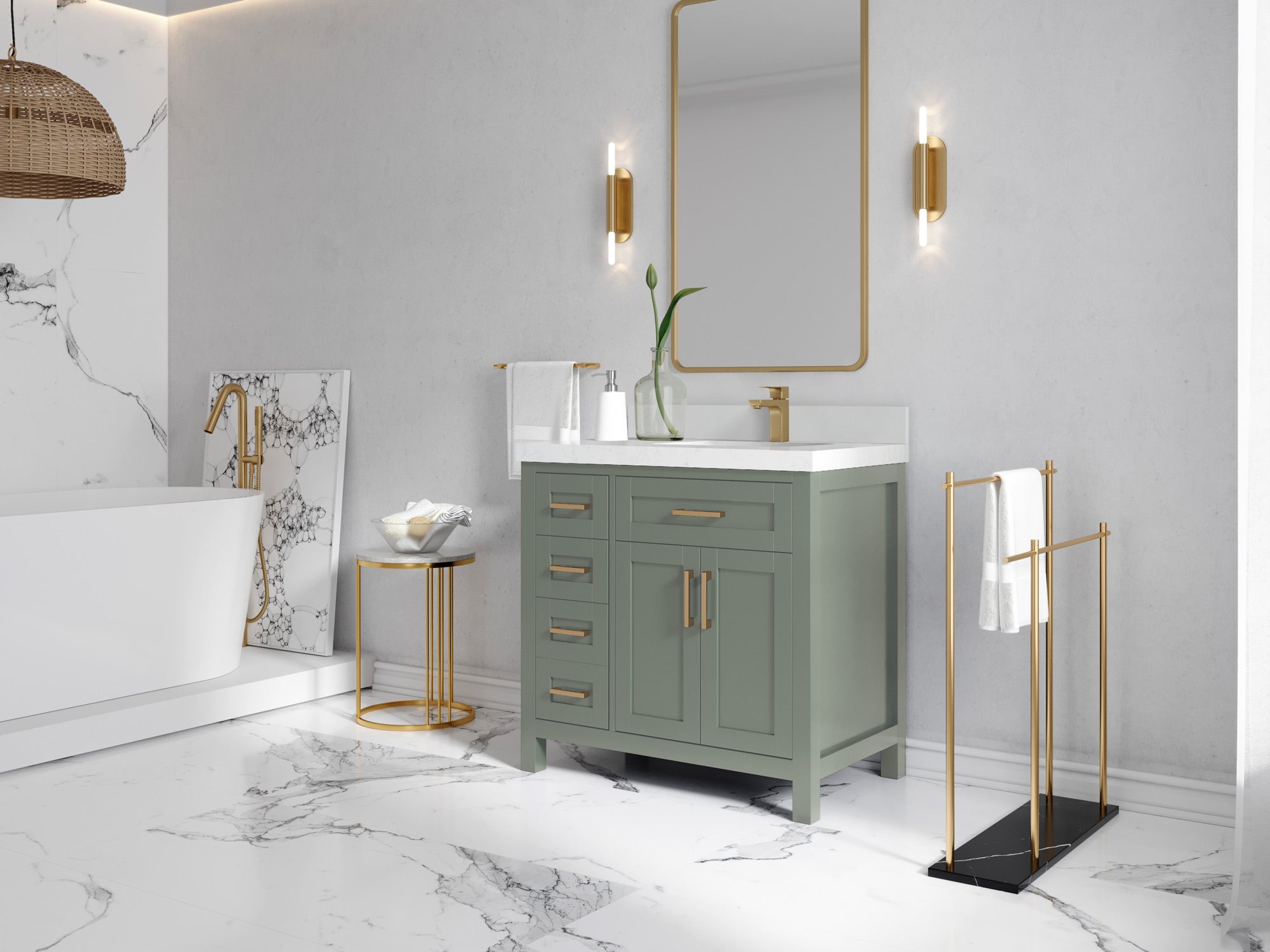 Cambridge 36 in. W x 22 in. D Right Offset Sink Bathroom Vanity