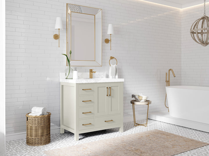 Malibu 36 in. W x 22 in. D Right Offset Sink Bathroom Vanity - photo 2