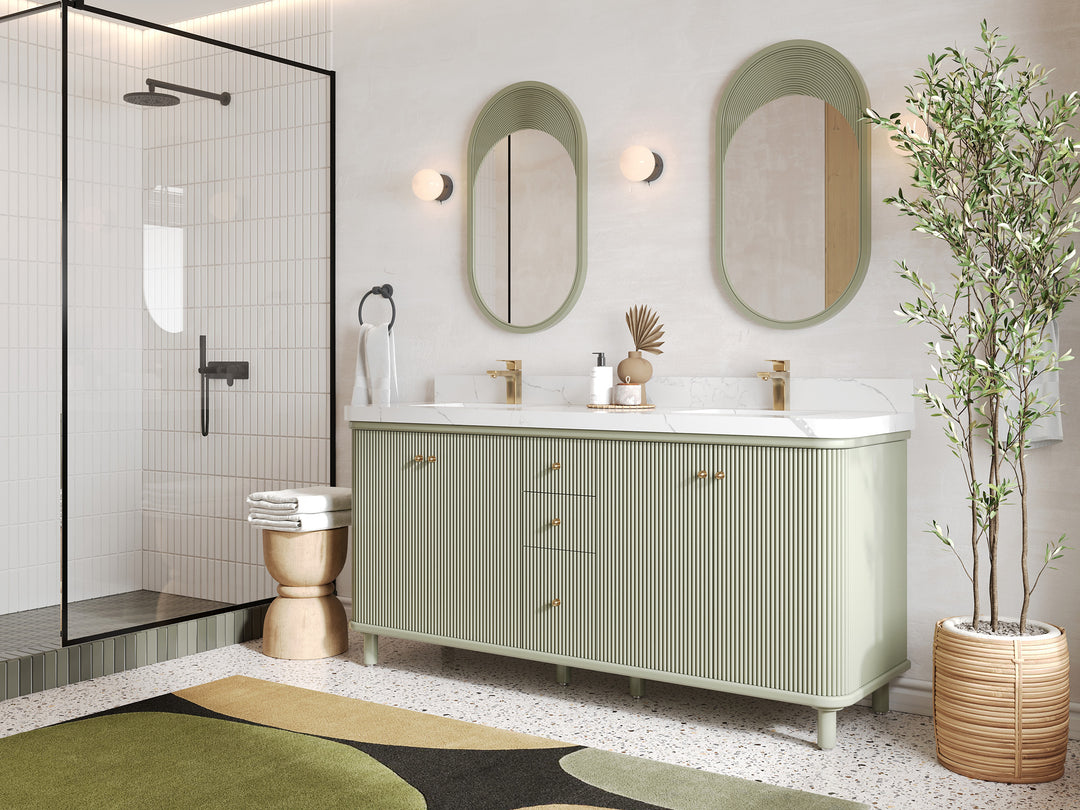 Miami 72 in. W x 22 in. D Double Sink Bathroom Vanity in Evergreen with Countertop - Side View