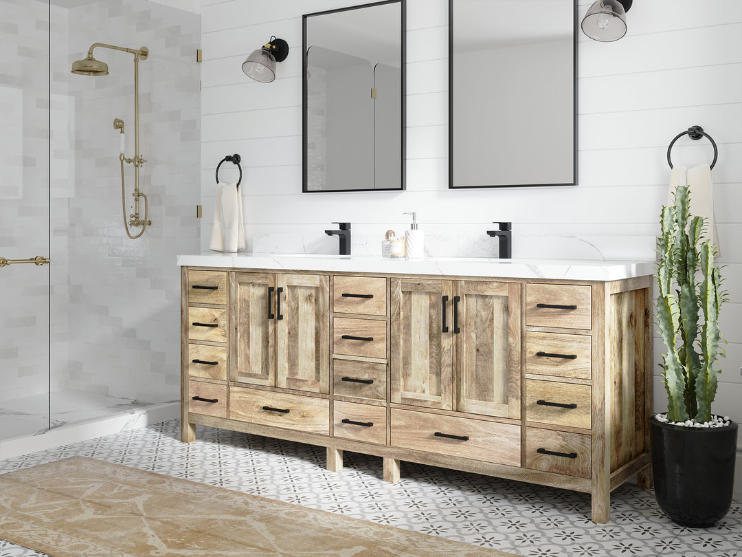 Malibu Mango Wood 84 in. W x 22 in. D Double Sink Bathroom Vanity
