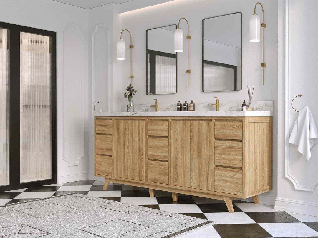 Madison Teak Wood 80 in. W x 22 in. D Double Sink Bathroom Vanity