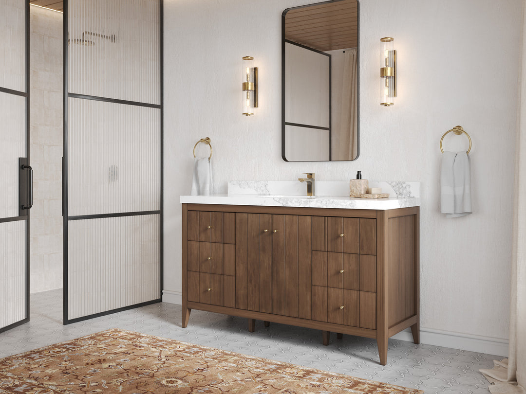 Atlanta Teak Wood 60 in. W x 22 in. D Single Sink Bathroom Vanity