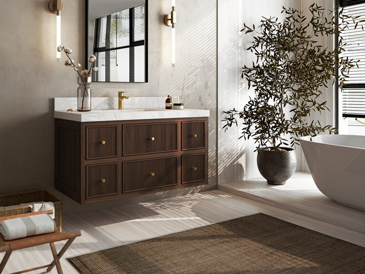 Sonoma Floating Teak 42 in. W x 22 in. D Single Sink Bathroom Vanity - photo 2