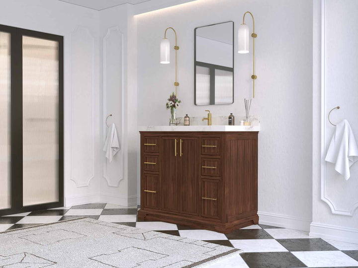 Alys Teak Wood 42 in. W x 22 in. D Single Sink Bathroom Vanity - photo 3