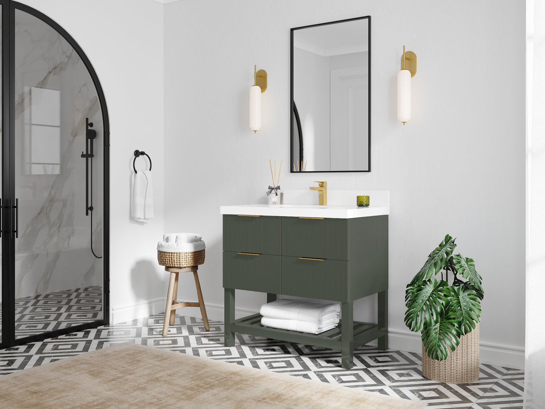 Catalina 36 in. W x 22 in. D Single Sink Bathroom Vanity in Pewter Green with Countertop - Side View
