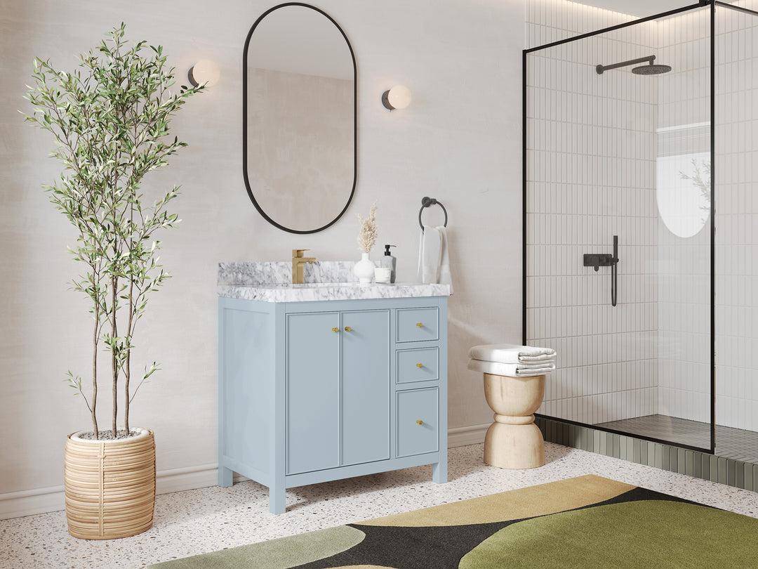 Chicago 36 in. W x 22 in. D Left Offset Sink Bathroom Vanity
