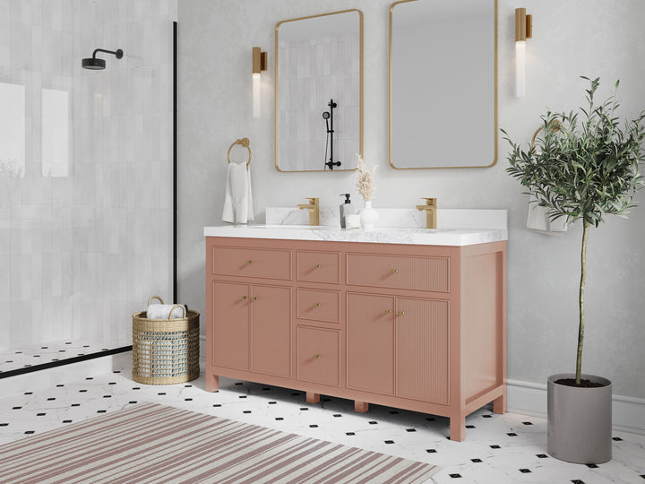 Sonoma 60 in W x 22 in D Free Standing Reeded Double Sink Bathroom Vanity - photo 2