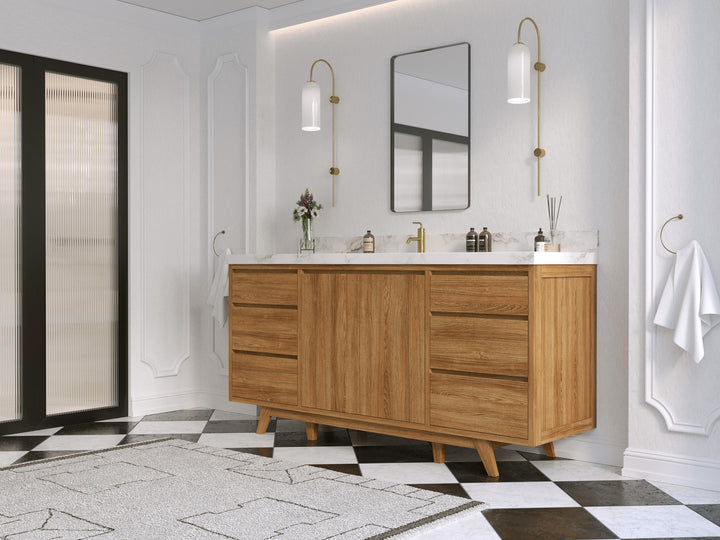 Madison Teak Wood 72 in. W x 22 in. D Single Sink Bathroom Vanity - photo 2