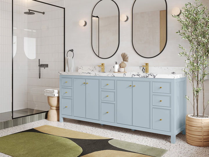 Chicago 84 in. W x 22 in. D Double Sink Bathroom Vanity - photo 2