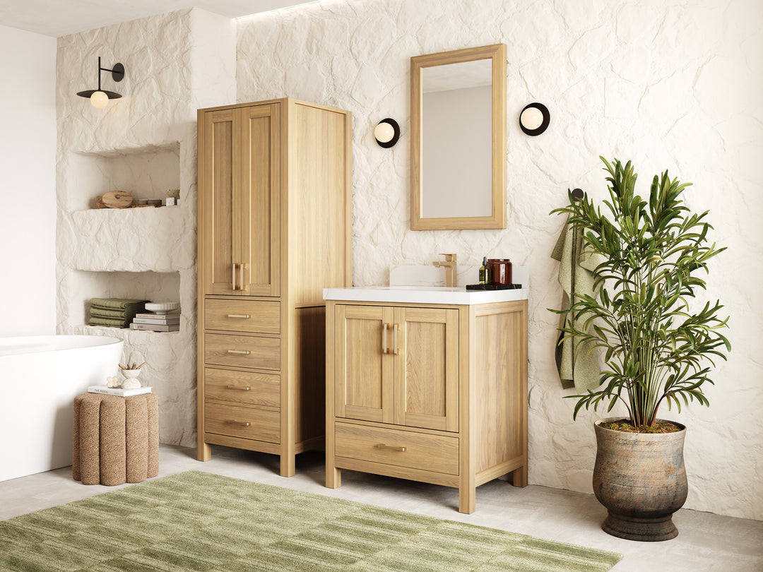 Malibu White Oak 30 in. W x 22 in. D Single Sink Bathroom Vanity