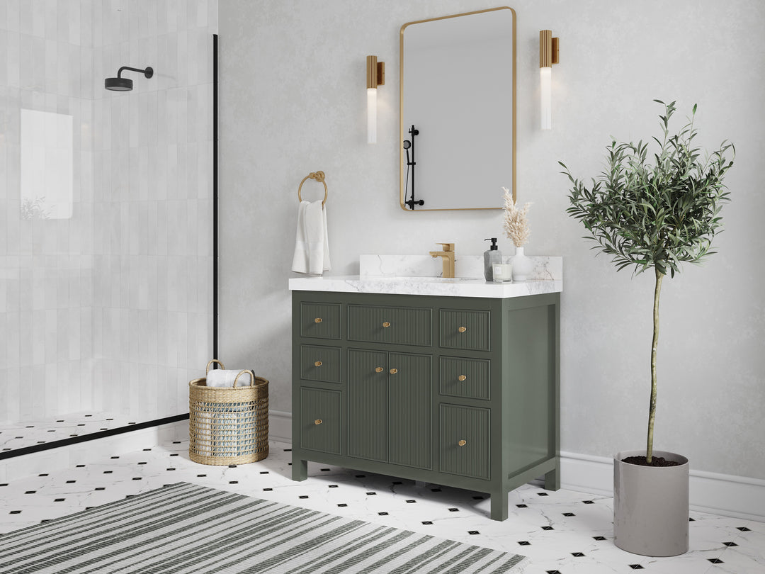 Sonoma 42 in. W x 22 in. D Single Sink Bathroom Vanity in Pewter Green with countertop - Side View